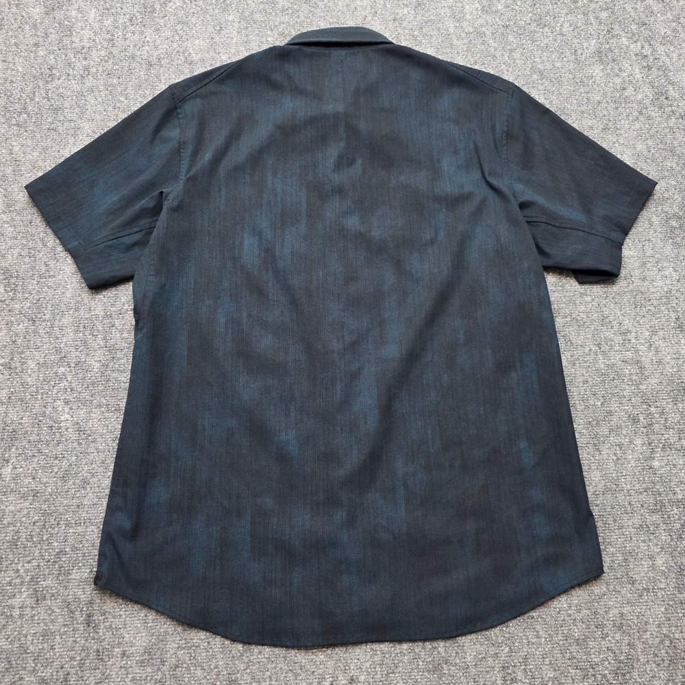 Lululemon Mens Large Short Sleeve Button Down Shirt Navy Blue Black Grid Ripstop - Picture 3 of 14